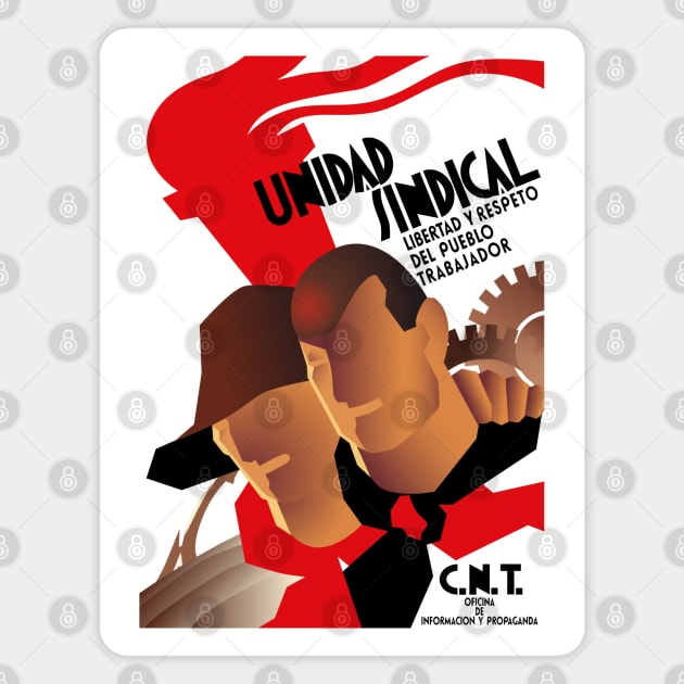 CNT Unidad Sindical - Spanish Civil War, Anarchist, Socialist, Leftist Magnet by SpaceDogLaika